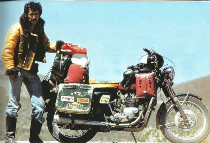 Ted Simon on Triumph Tiger 100 1973